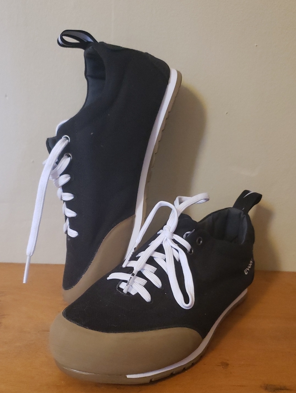 Evolv Black Lace-Up Sneakers with Tan Toe Guards
